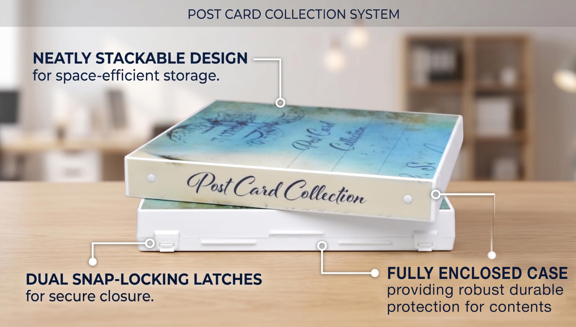 UniKeep Postcard Collector Storage Case with 20 Pages - Holds up to 120 Postcards Measuring 4" x 6" - Additional Pages Can Be Added (Blue)