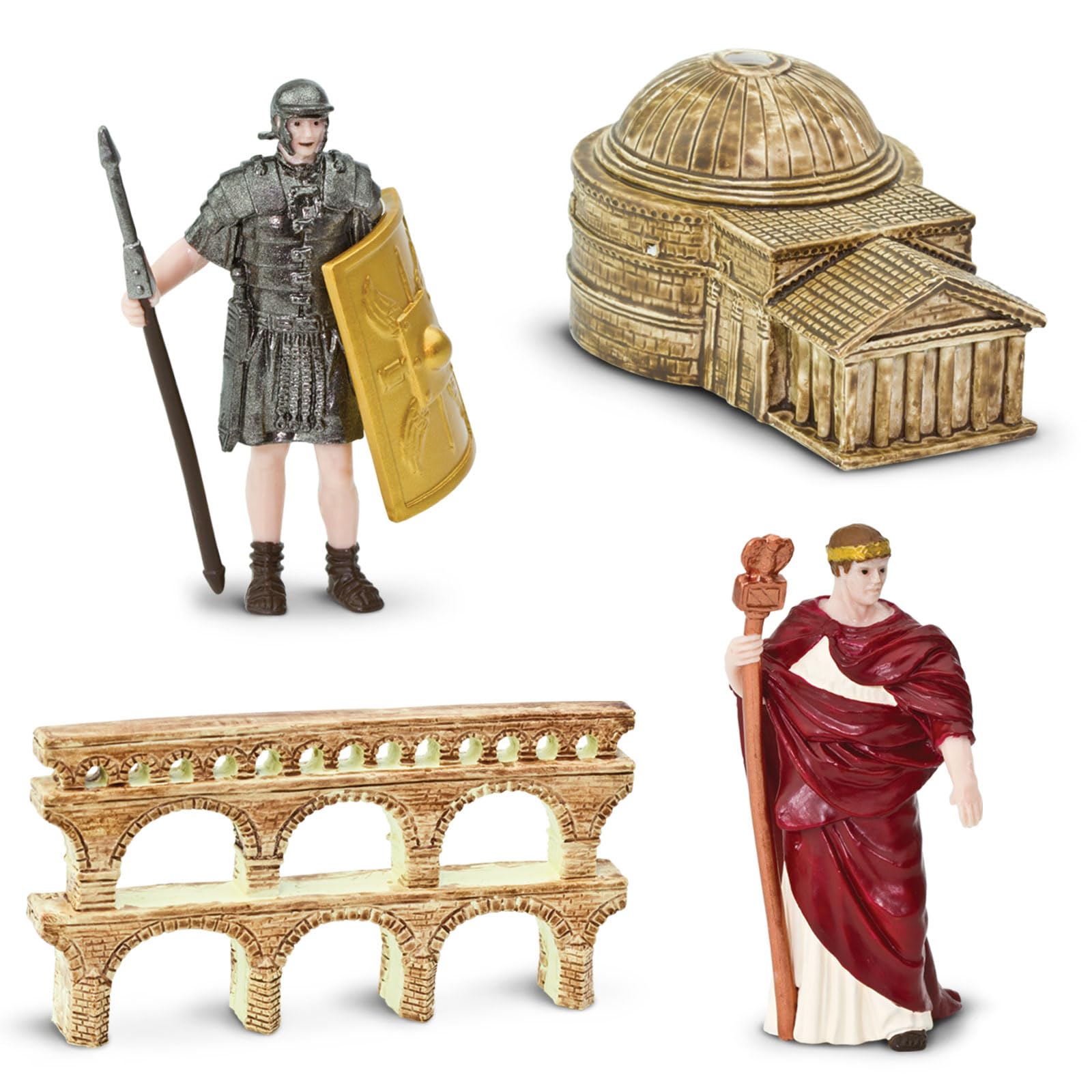 Safari Ltd. Ancient Rome Super Toob - Mini Figurines: Gladiator, Noblewoman, Centurion, Senator, Caesar, Emperor, Colosseum, Aqueduct, Pantheon & More