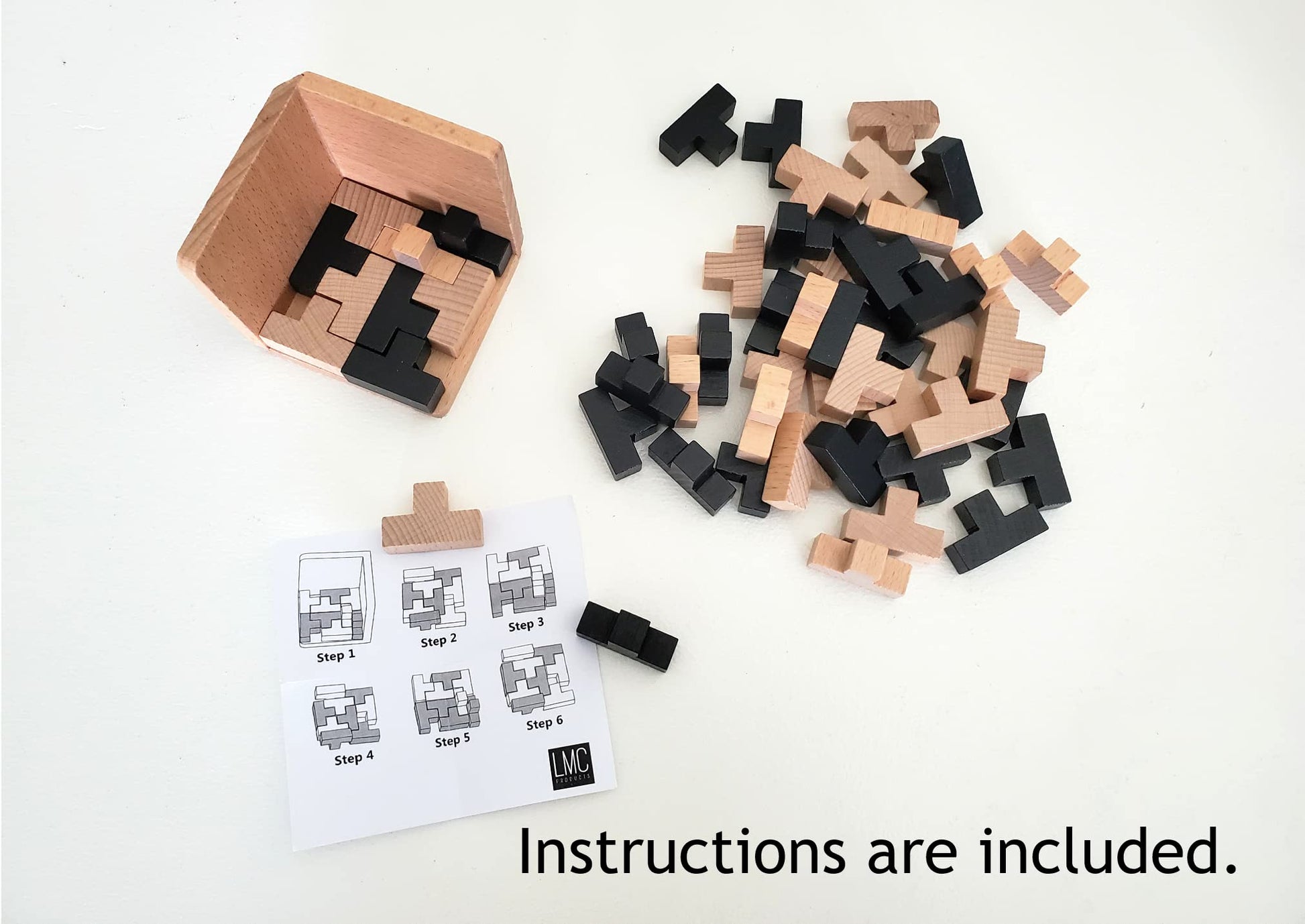 Brain Teaser Puzzles for Adults - Mind Brain Puzzles - Cube Wood Puzzle