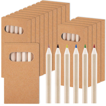 Blcculi 50 Packs Mini Colored Pencils Bulk,6 Different Color Mini Drawing Colored Pencils,3.5 Inch Short Color Pencils in Kraft Boxes for Classroom