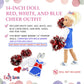 Emily Rose 14" Doll 6-Piece Complete Cheerleader Outfit Set with Pom-Poms & Gym Shoes | Matching Hair Bow & T-Shirt | Fits WellieWishers & Similar