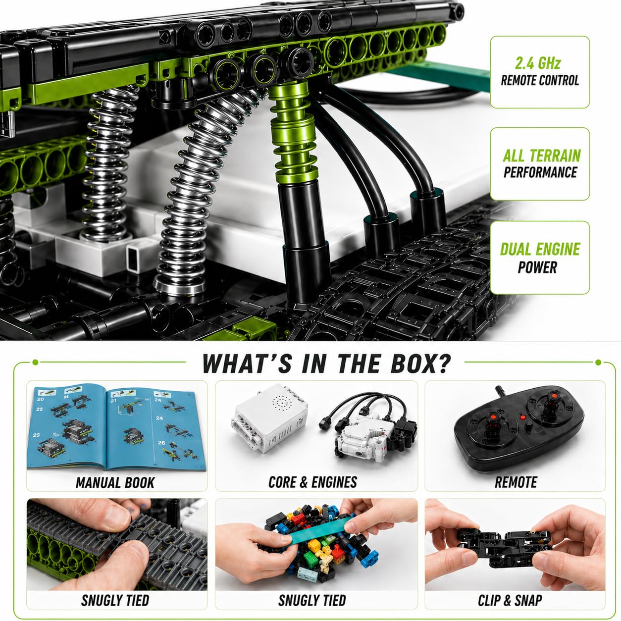Kididdo Remote Control Cars Robot Building Kit Educational Toys for Age 8-13 Fun STEM Toys for Kids 3-in-1 RC Car Kit to Build Cool Building Blocks