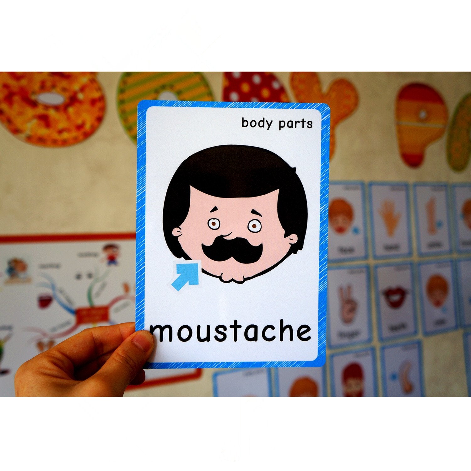 SANTSUN 36 Pieces of My Body Parts Flash Cards for Toddlers- The Flash HolePunched- So You can sort and Organize The Cards Easily and Early Learning