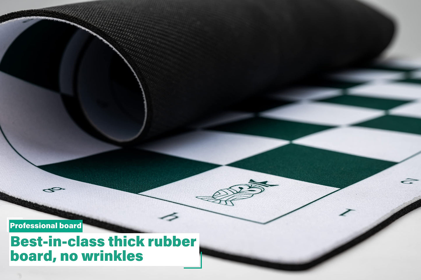 Mynnnat Professional Chess Set, Thick Tournament Roll up Board and Pieces with Travel Bag, Checkers and Unique Booklet for Chess Training - White