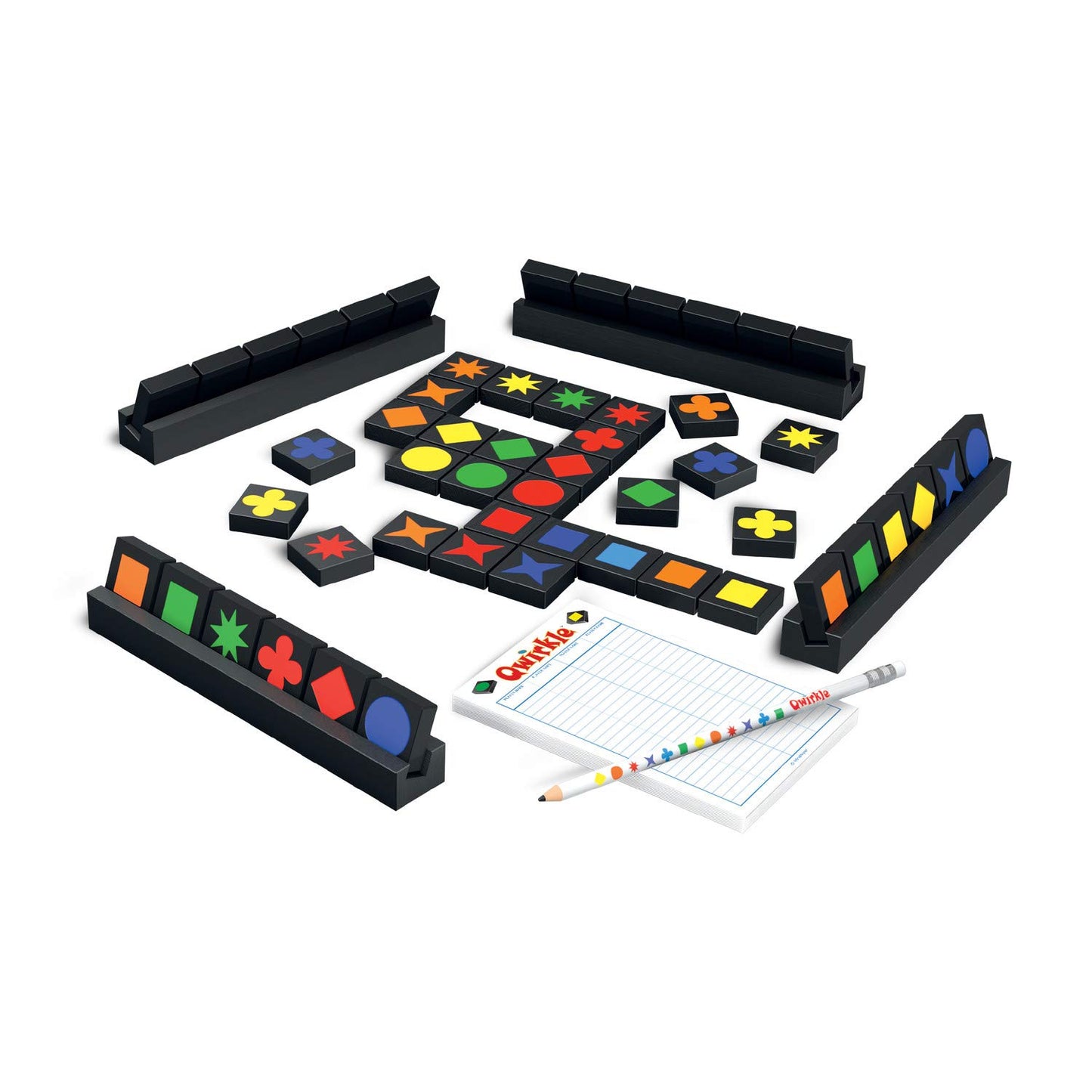 MindWare Complete Qwirkle Family Game Pack: Qwirkle, Qwirkle Travel, Qwirkle Rummy, and Qwirkle Bonus Pack