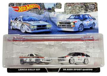 Hot Wheels HCY73 Premium 2 Pack Lancia Rally 037 / '84 Audi Sports Quattro [3 Years and Up] White Mini