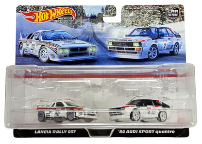 Hot Wheels HCY73 Premium 2 Pack Lancia Rally 037 / '84 Audi Sports Quattro [3 Years and Up] White Mini