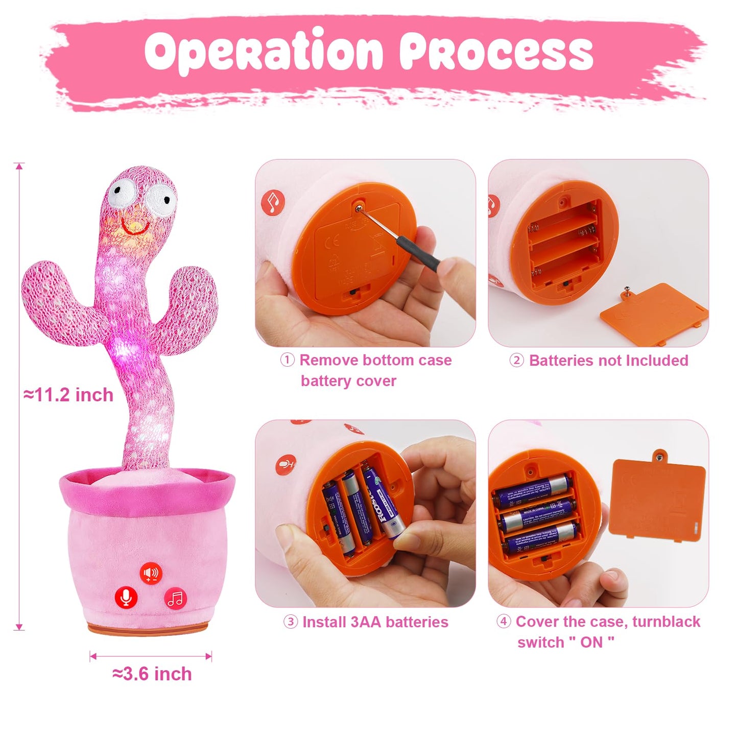SANJOIN Dancing Talking Cactus Toy for Baby Toddlers, Baby Girl Toys with Adjustable Volume, Mimicking, Recording & Singing. Baby Toys for Girls