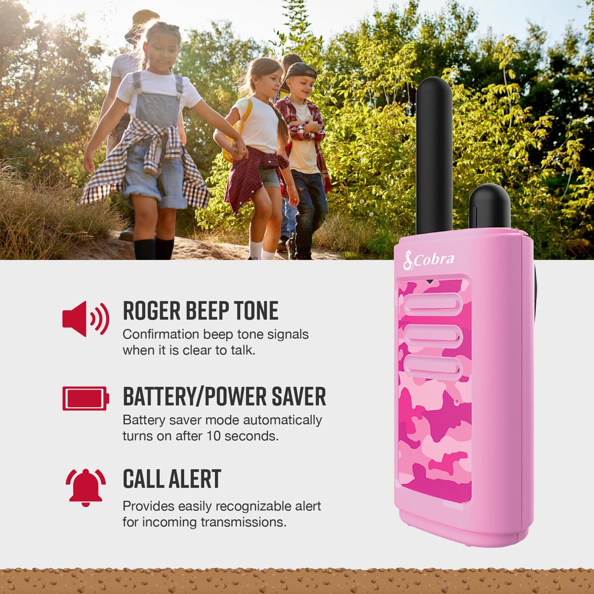 Cobra HE150 Kid Friendly Walkie Talkies 6-Pack - 16-Mile Range, 2 Channels Two-Way Radio Set, Blue, Green and Pink (2 of Each)