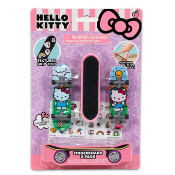 Hello Kitty Fingerboard Toy Set - 3 Pc Bundle with Skateboard, Stickers & More | Kitty Party Favors