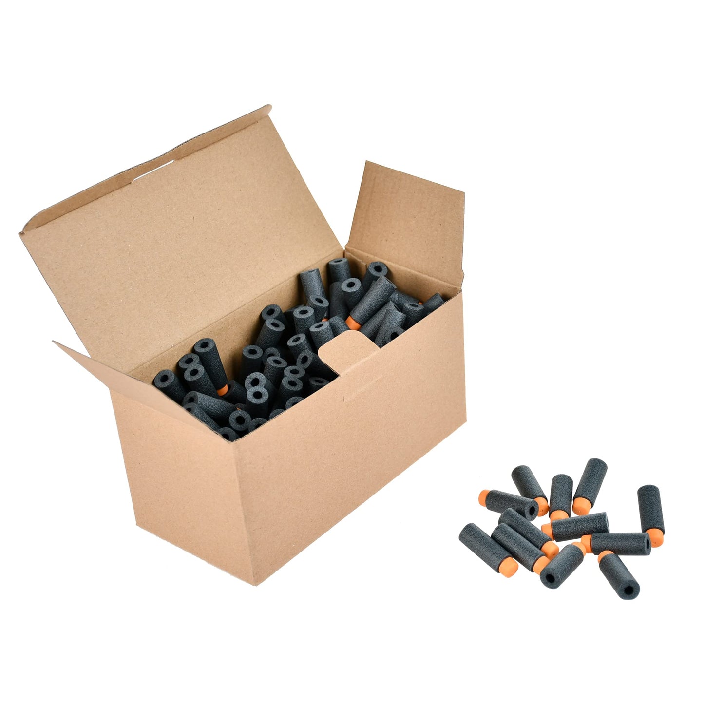 JGCWorker 200pcs 2nd Generation High-End of Half-Lenth Soft Dart, Soft Short Dart for Adventure Force Nexus Pro and Worker Swift (Black and Orange)