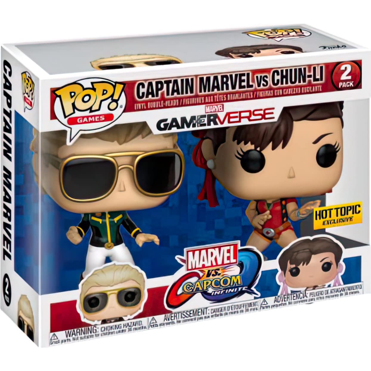 Funko C a p t a i n M a r v e l & C h u n -L i (Hot Topic Exc): P o p ! Vinyl Figurine Bundle with 1 Compatible Protector (23978 - B)