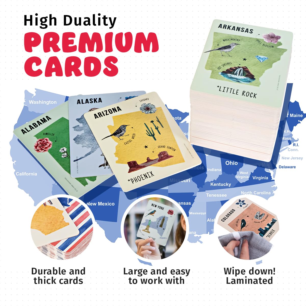 SPARK INNOVATIONS USA States Matching Card Games, Educational Kids Games, Learn States and Capitals, Homeschool Supplies, Classroom Must Have, Kids