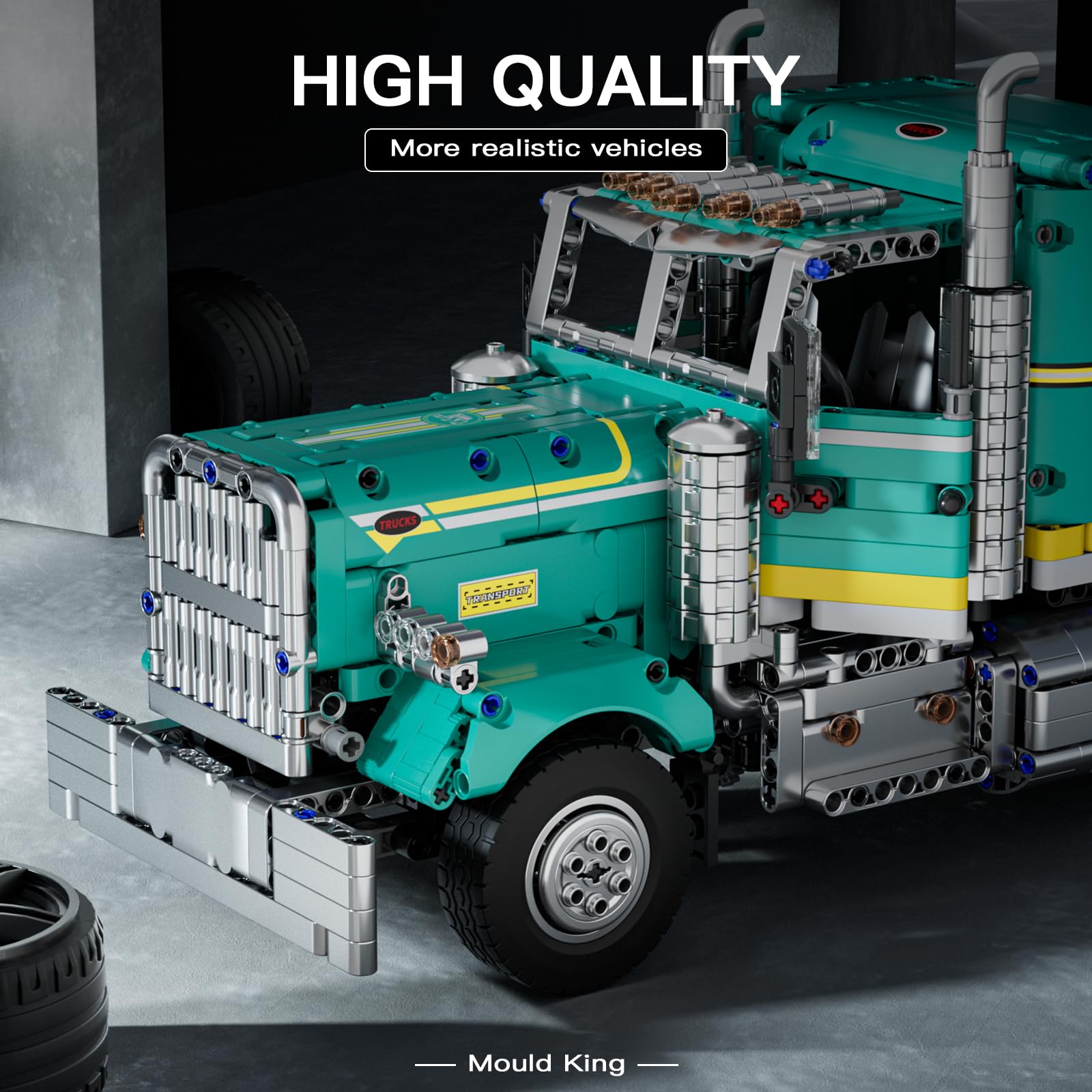 Mould King RC Semi Truck Building Set, 2064 Pcs Tractor Model with Motor