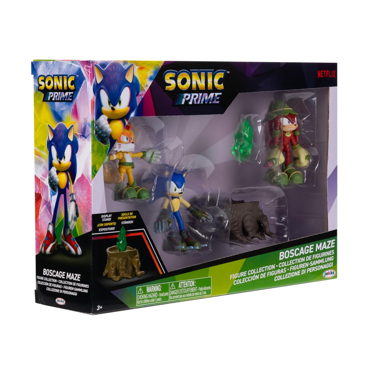 Sonic Prime 2.5-inch Action Figures Bos Cage Maze Themed 5 Pieces: Sonic, Gnarly Knuckles, Mangey Tails, Tree Stump and Green Shard. Ages 3+