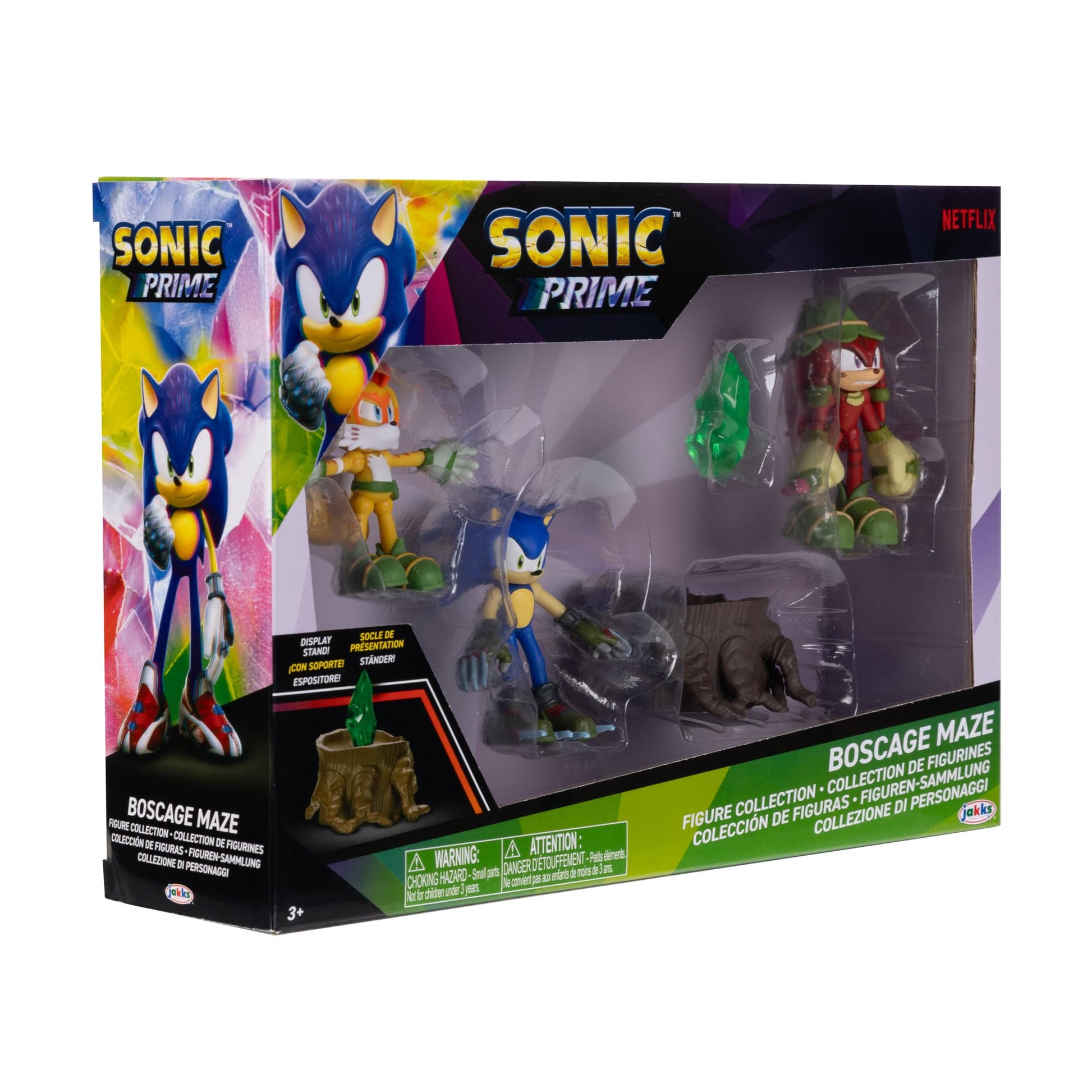 Sonic Prime 2.5-inch Action Figures Bos Cage Maze Themed 5 Pieces: Sonic, Gnarly Knuckles, Mangey Tails, Tree Stump and Green Shard. Ages 3+