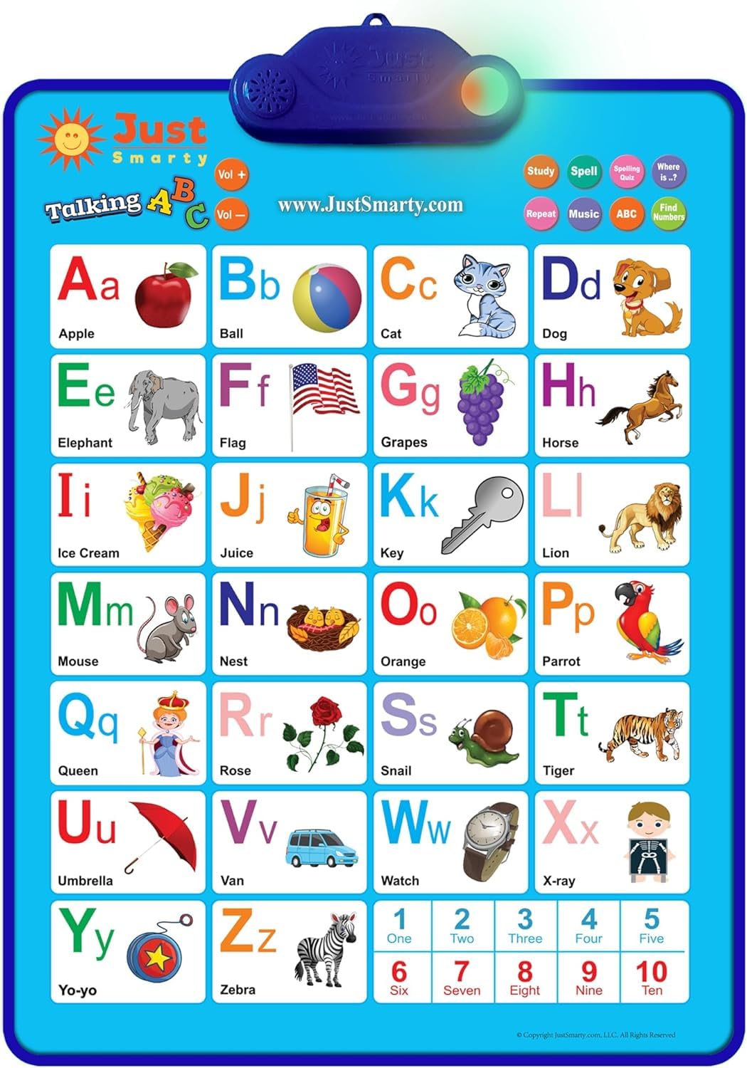 Just Smarty Interactive Alphabet Wall Chart, Blue with Light