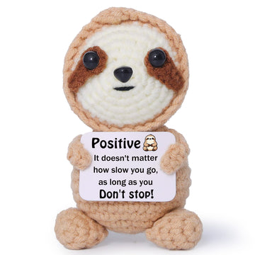OkiyiD Emotional Support Crochet Sloth Positive Gifts - Handmade Stuffed Animal with Positive Affirmation Card, Desk Decor Office Gift for Women