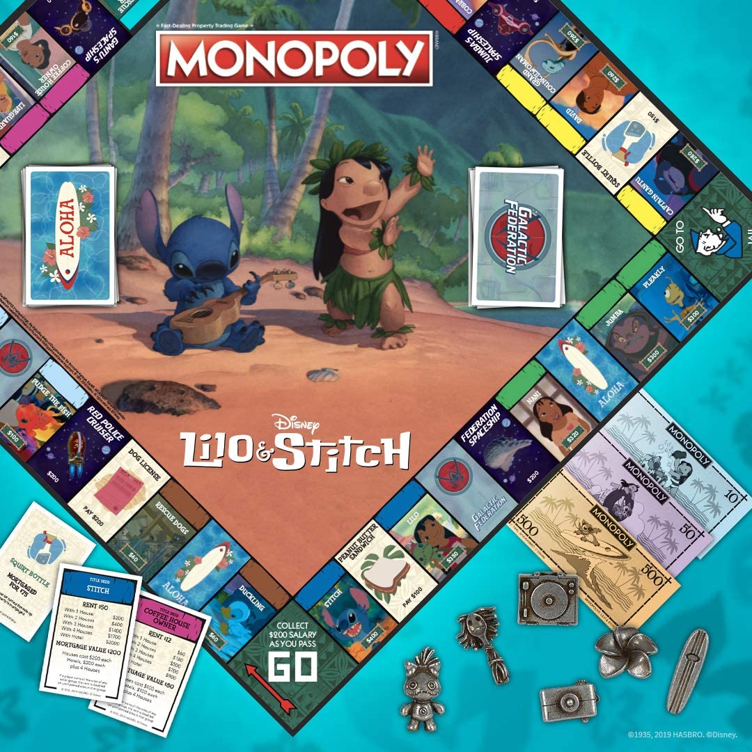 Monopoly: Disney Lilo & Stitch | Buy, Sell, Trade Characters from Disney’s Animated Film | Classic Monopoly Game | Officially-Licensed Lilo and Stitch