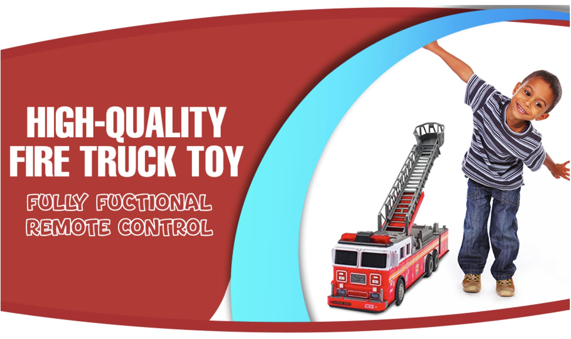 Remote Control Fire Truck - Premium Battery-Powered RC Fire Engine Toy with Flashing Lights, Realistic Sirens, Extendable Ladder - Perfect Toy Gift
