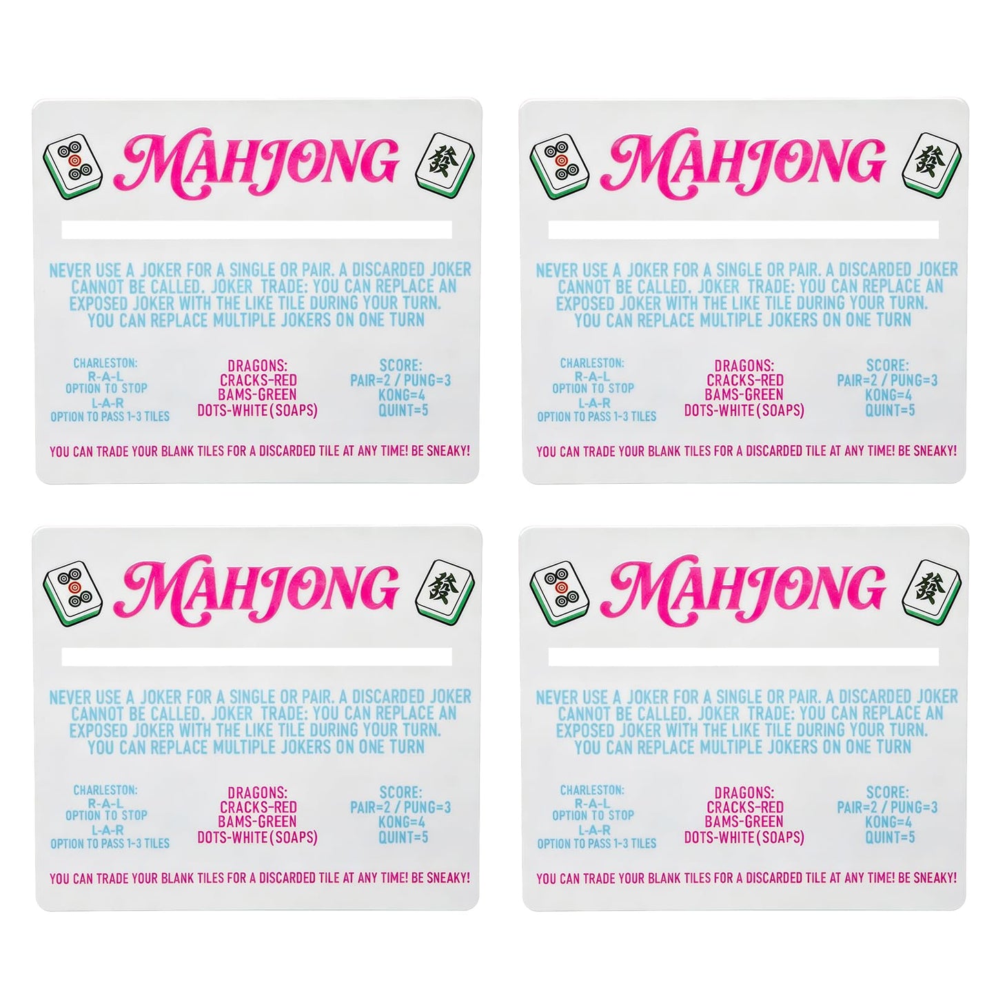 CTHMTMXS 4 Pack Acrylic Mahjong Line Reader with Rules, American Mahjong Line Finder and Reference Guide, Beginner-Friendly Mah Jongg Accessories