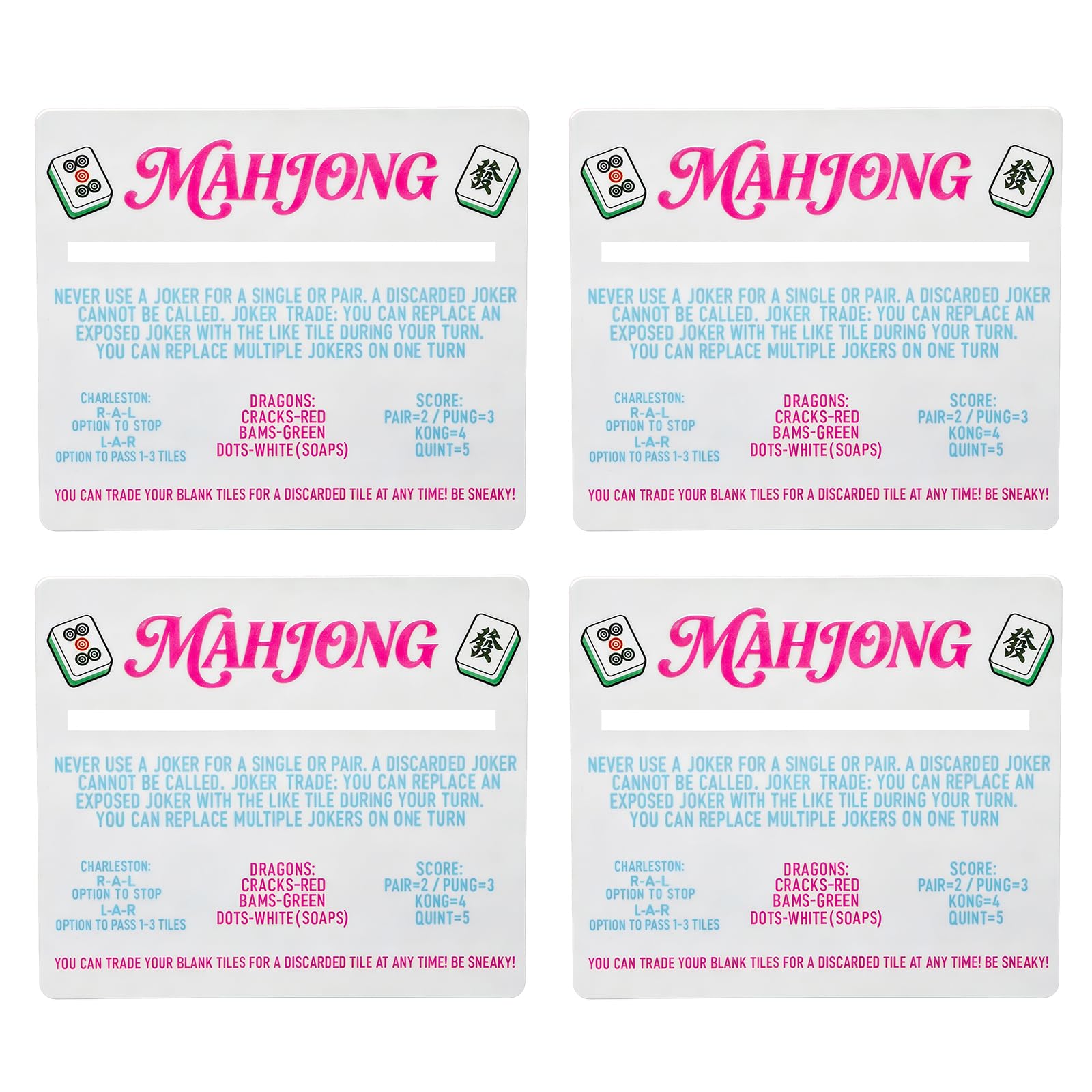 CTHMTMXS 4 Pack Acrylic Mahjong Line Reader with Rules, American Mahjong Line Finder and Reference Guide, Beginner-Friendly Mah Jongg Accessories