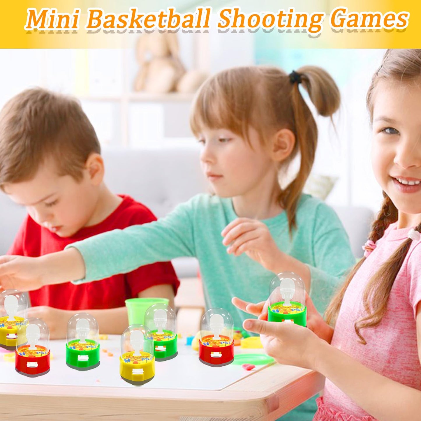 Dshengoo 36 Pack Mini Finger Basketball Shooting Game Toys,Handled Fidget Basketballs Desktop Sport Party Favors for Kids,Birthday Decoration
