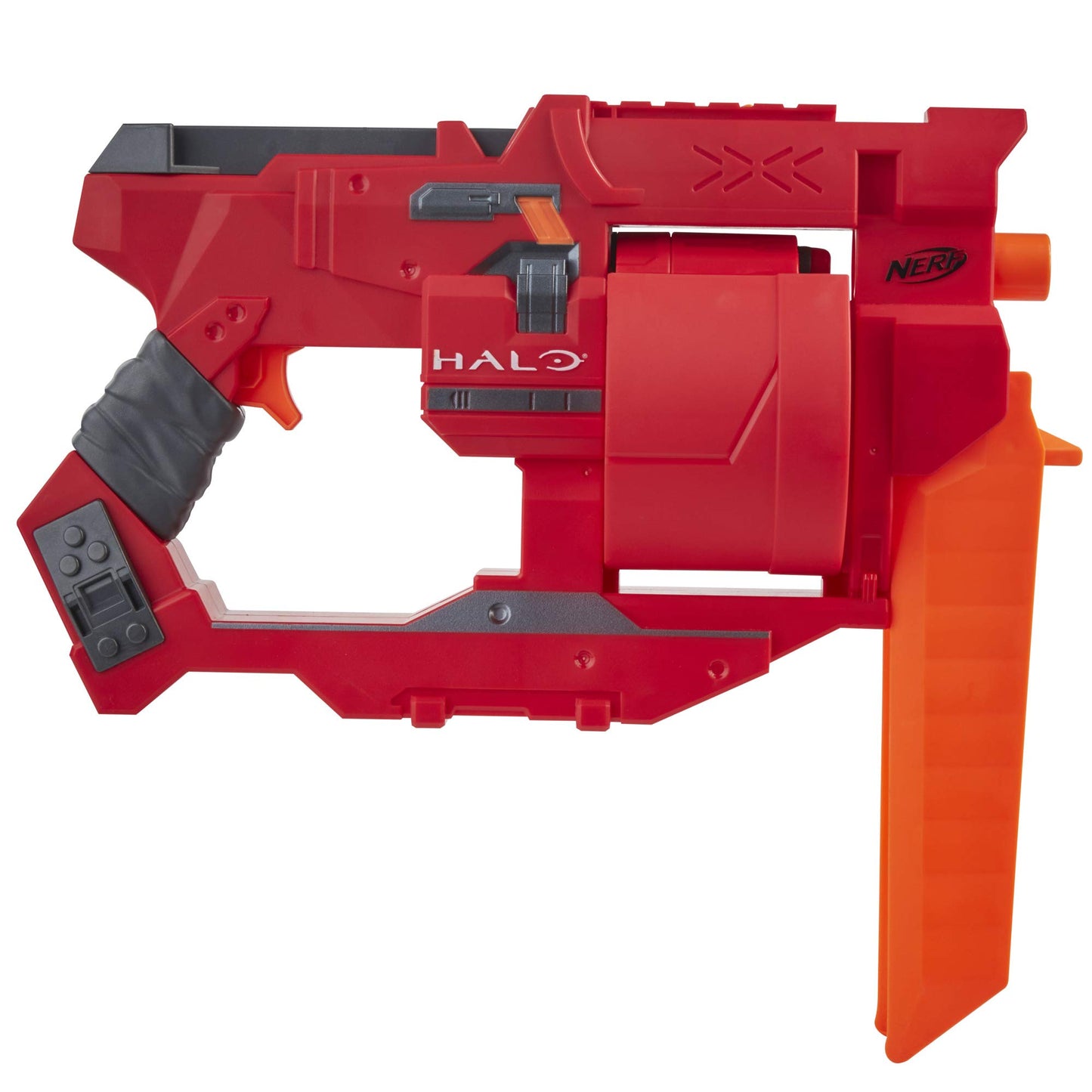 Nerf Halo Mangler Dart Blaster - Pull-Back Priming Handle, Rotating 6-Dart Drum - Includes 6 Official Elite Darts