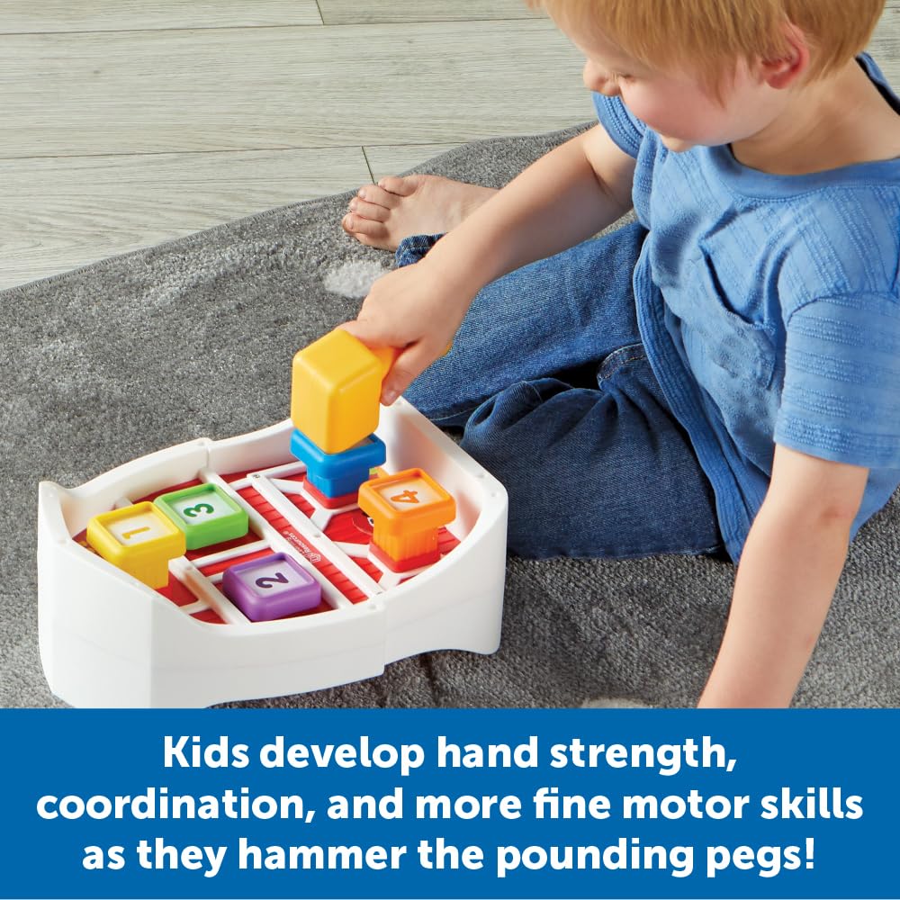 Learning Resources Barnyard Pounding Bench, Farm Animals for Kids, Fine Motor Skills, Montessori Toys, Hammer Toy , Ages 18 Months+, 3 Pieces