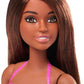 Barbie Doll & Pool Playset with Accessories that Include a Pink Slide, Beverages & Towel, Brunette Fashion Doll in Floral Swimsuit