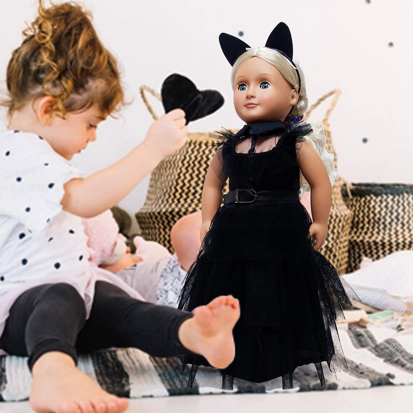 18 Inch Doll Clothes , Black Family Costumes Party Dress Fits All 18-inch Dolls Across Brands