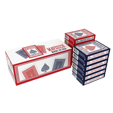 Maverick Playing Cards 12 Pack, Made in USA, New and Improved Quality, Standard Index, Red and Blue Decks, Bulk Playing Cards for Poker, Card Games