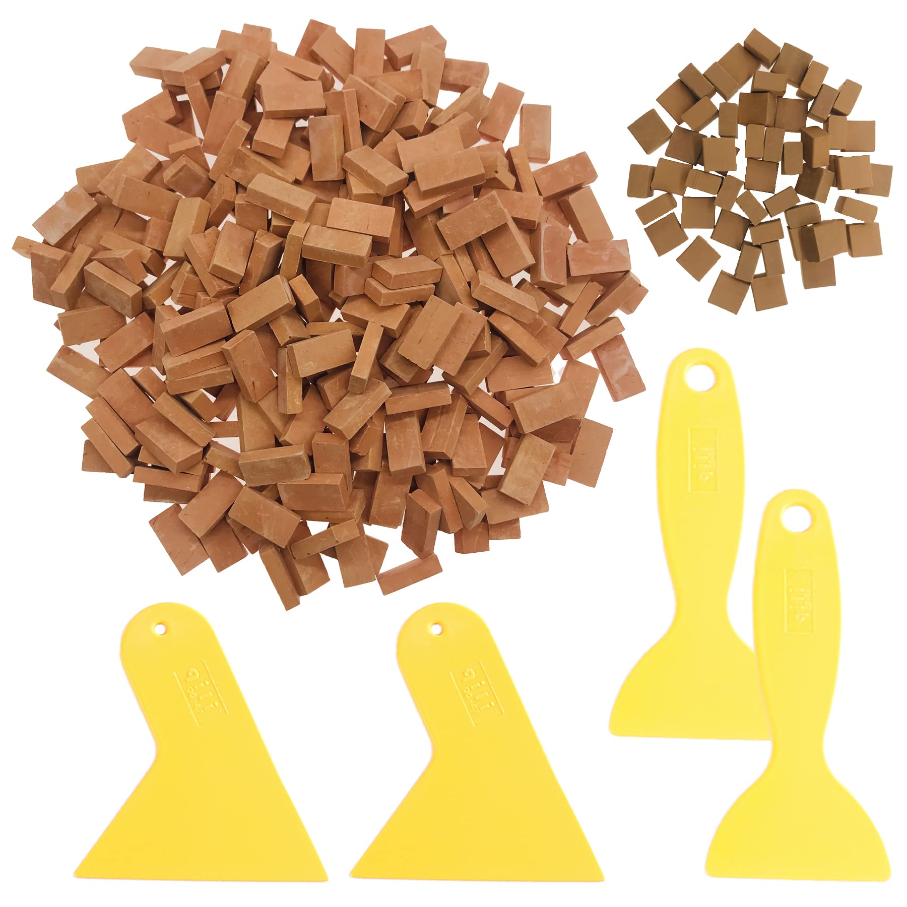 Cayway 300 PCS Mini Red Wall Bricks Miniature Brick Scale Model Bricks, 2 Size Mini Bricks Model Sand Table Micro Landscape Accessories DIY Bricks