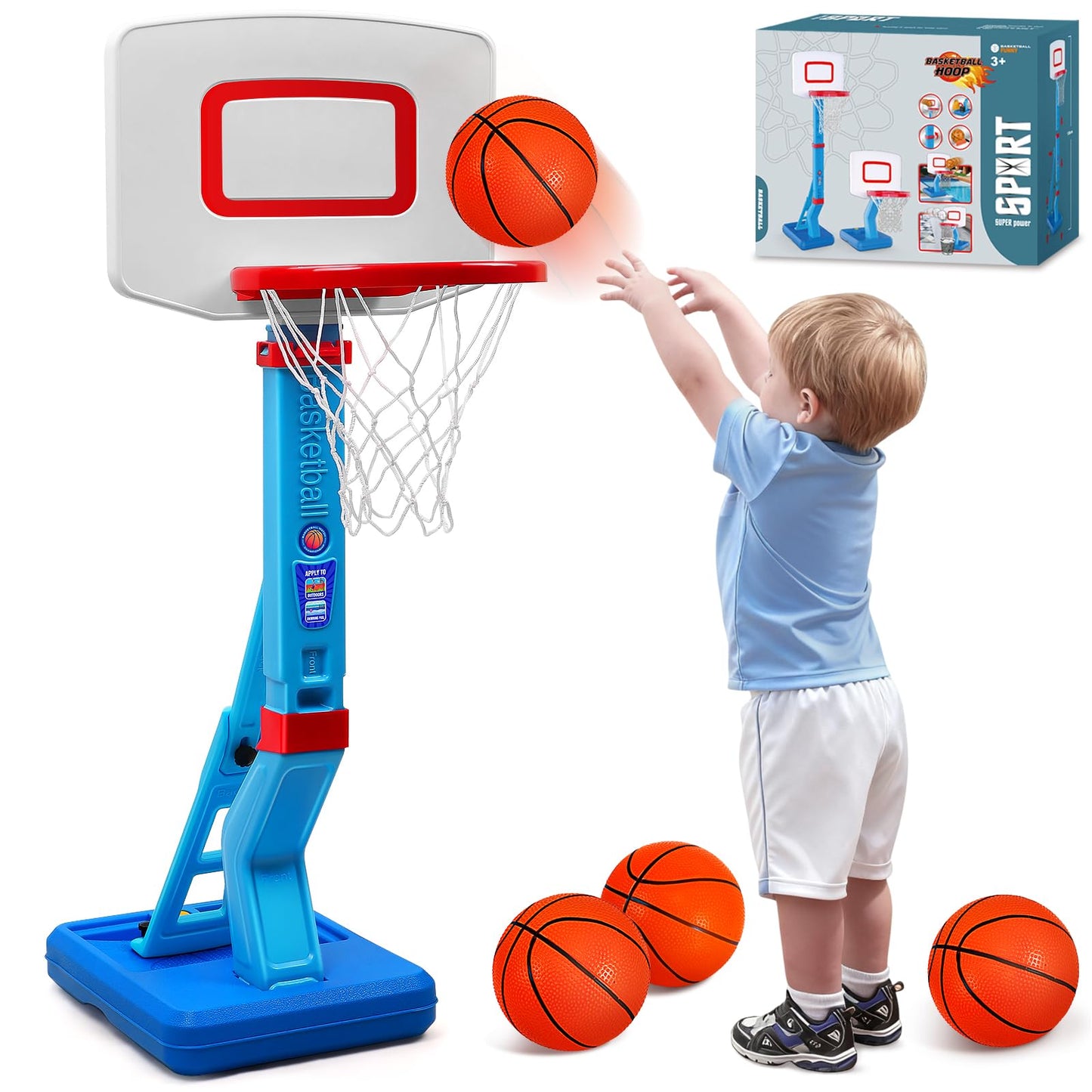 Toddler Basketball Hoop Set, Adjustable Kids Basketball Hoop for Boys Girls
