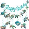 Sea Turtle Birthday Banner with Garland Hanging Swirls, Turtle Birthday Decorations for Ocean Themed Party