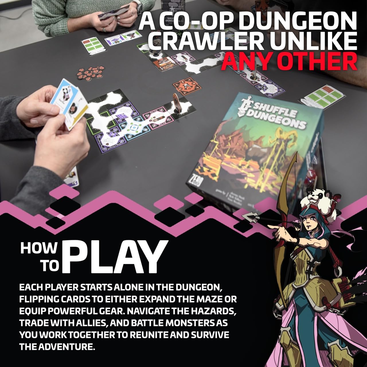 Zero Strategy Games Shuffle Dungeons Board Game - Solo and Co-op Dungeon Crawler for 1-4 Players