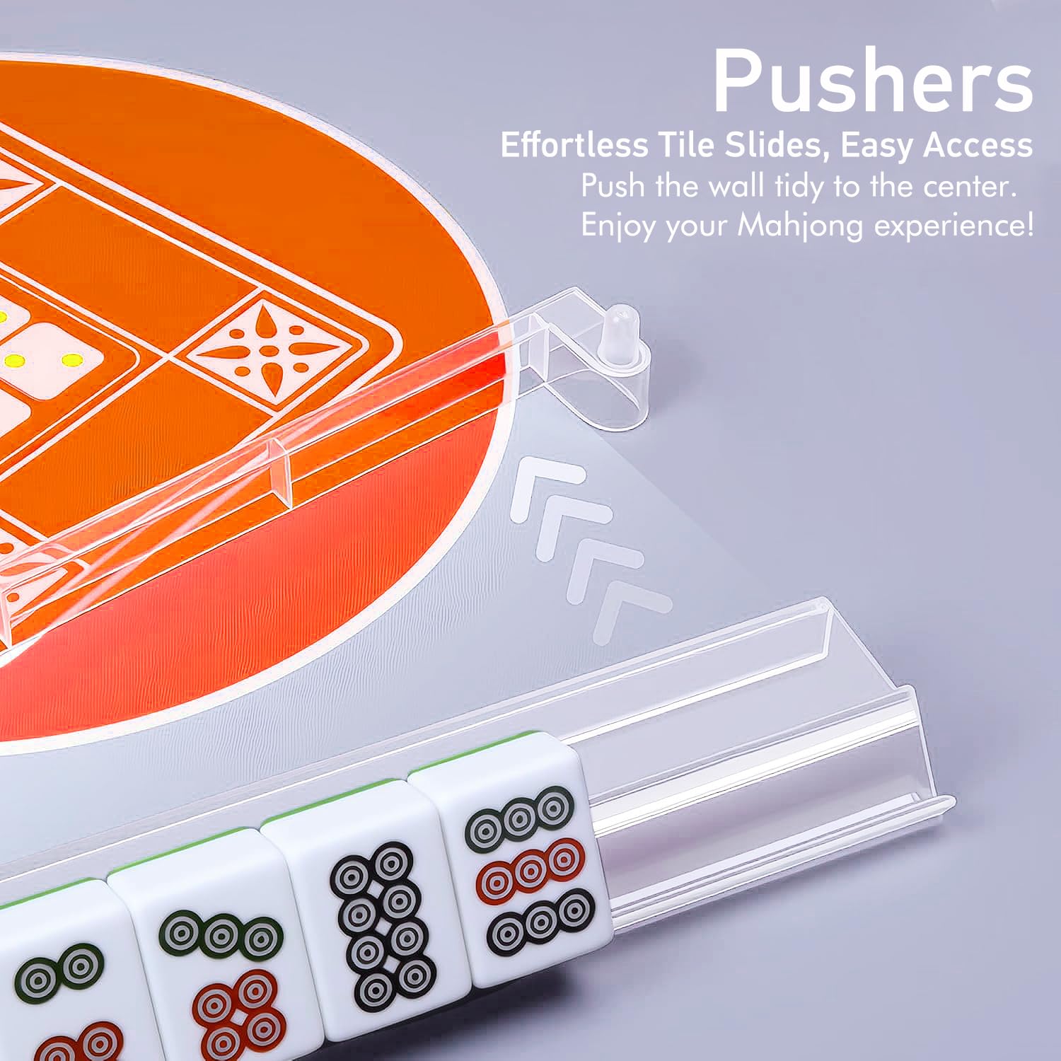 HBLEDOT Mahjong Racks with Pushers, Convenient Rotating One-Piece Mahjong Pushers and Racks,4-Piece Set American Mahjong Accessories,Transparent