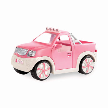 Lori - Pick - Up Truck for Mini Dolls - Pink Car for 6-Inch Dolls - Real Radio & Trailer Hitch - Music & Lights - 3+ Years- Ride & Shine Pickup Truck