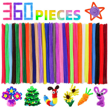 Pipe Cleaners Craft Chenille Stems, 360 Pieces 30 Assorted Colors for Crafting DIY Arts Projects Decorations, 6mm x 12inch Fuzzy Colored Chenille Stem