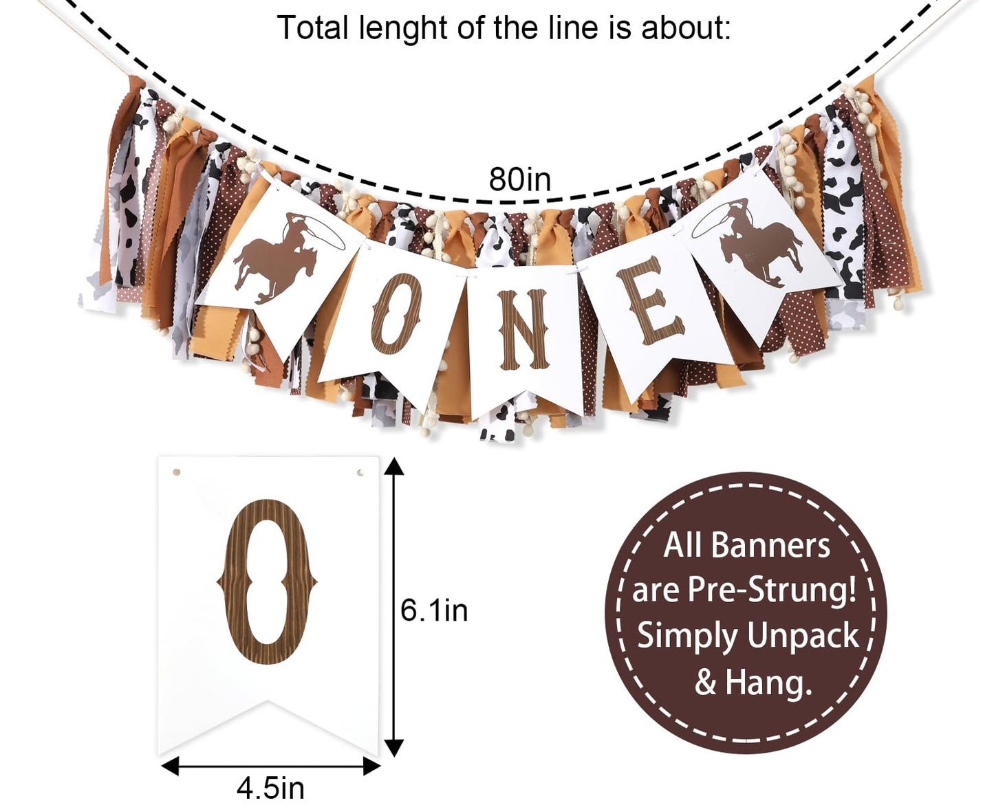 My First Rodeo High Chair Banner - Cowboy One Birthday Party Decorations