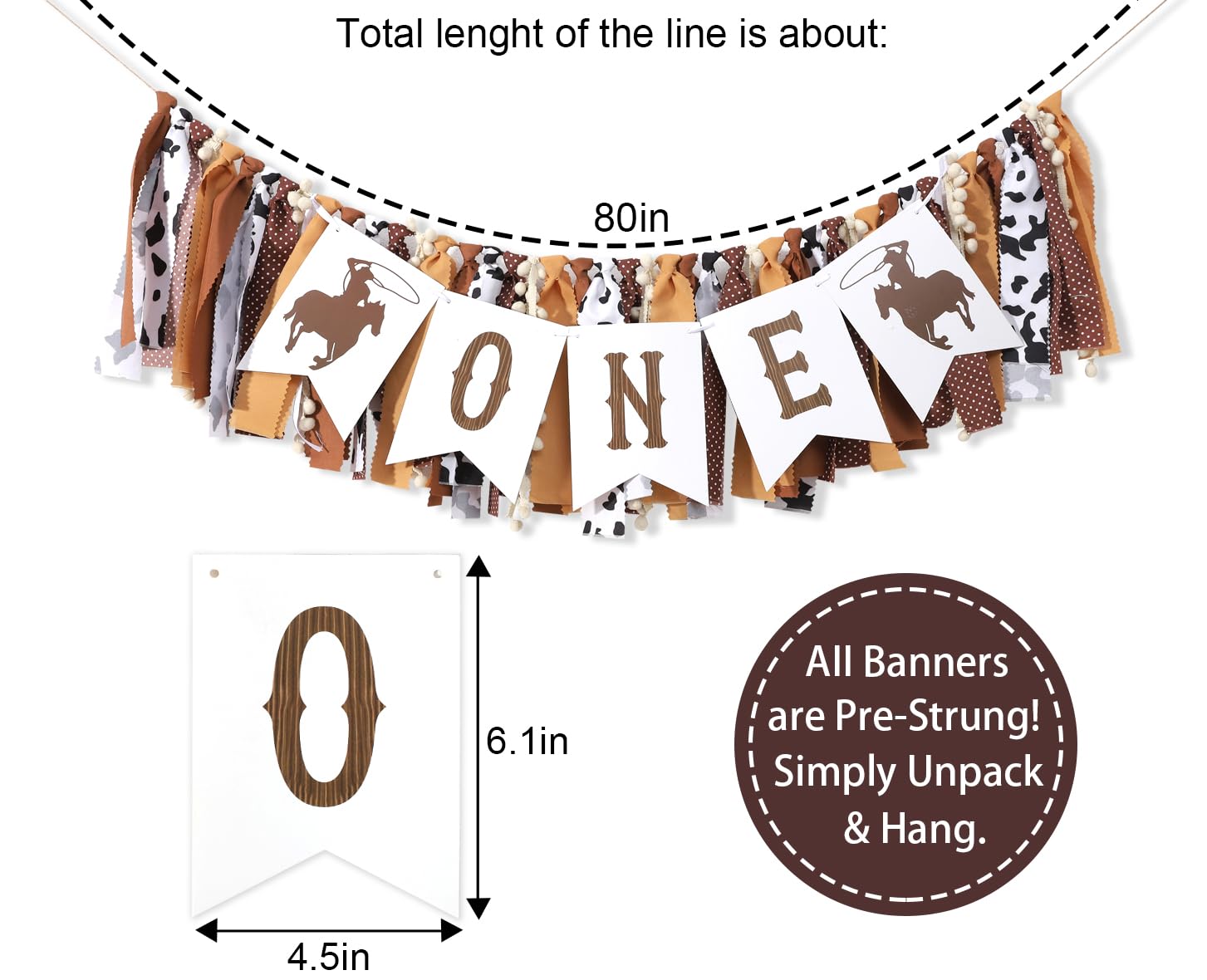 My First Rodeo High Chair Banner - Cowboy One Birthday Party Decorations