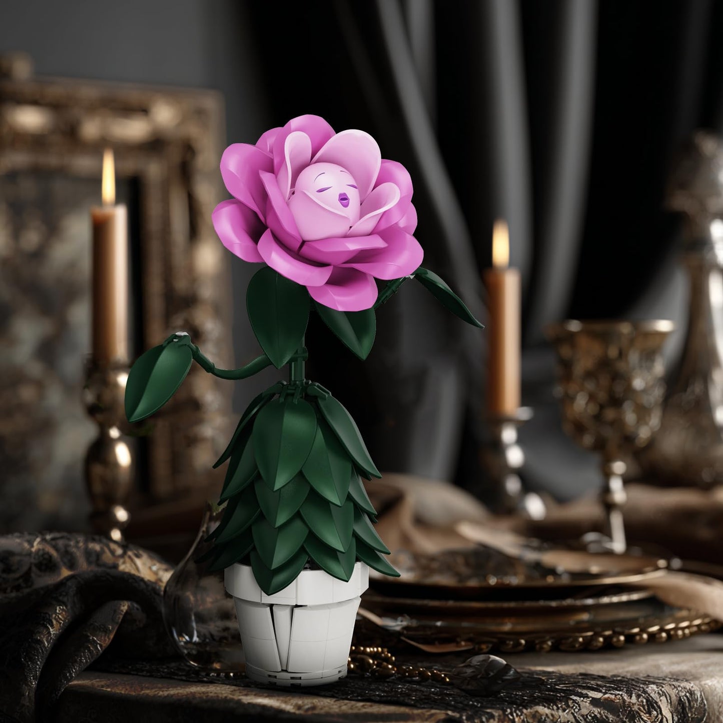 Wonderland Flower Building Sets Compatible with Lego Flowers Botanicals for Adults, Girls, Women and Fans - Pink Rose Flower Gifts for Mothers Day