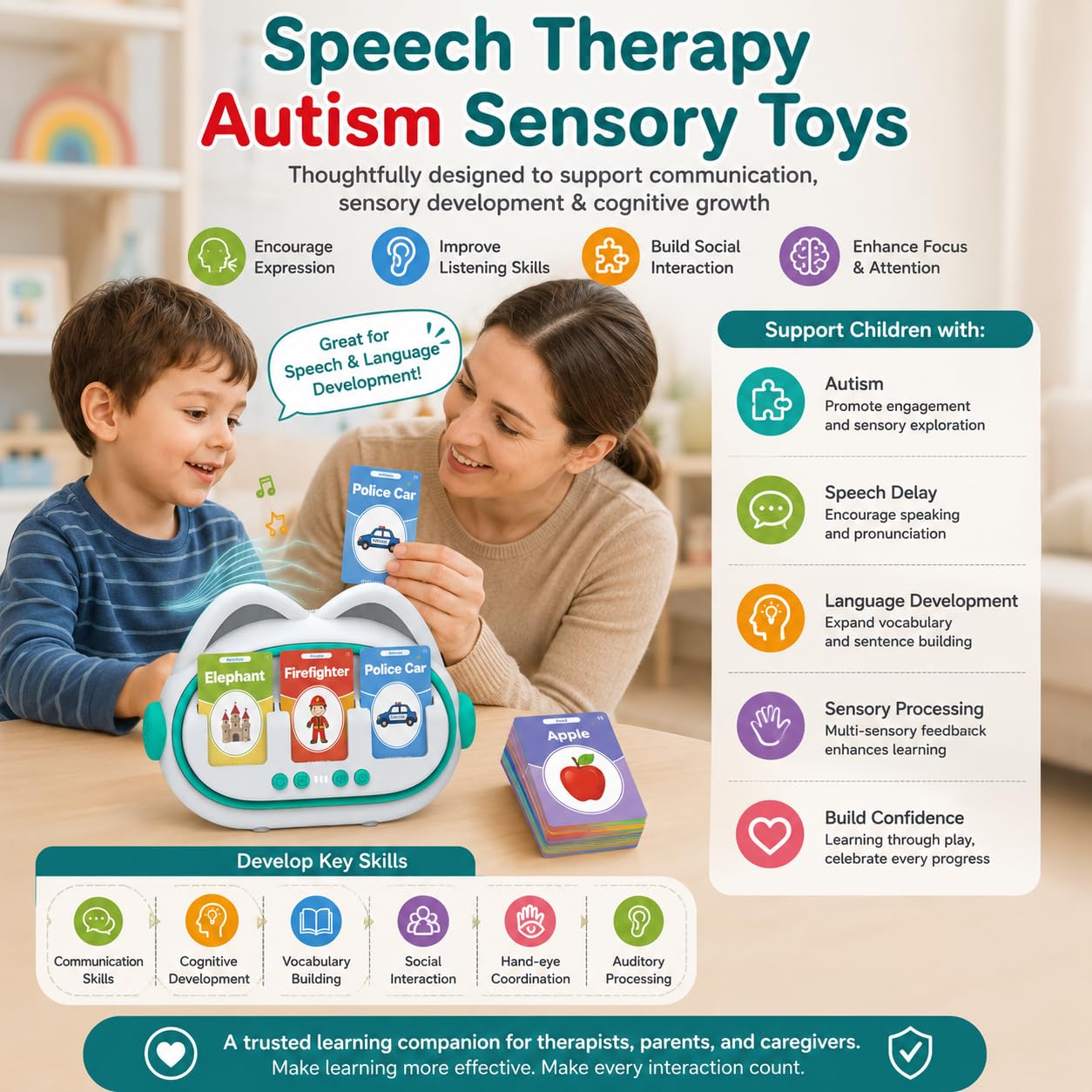 AI Storytelling Toy for Kids, Generate Stories Instantly with Any 3 Cards, 150 Cards 300 Words, Screen-Free, No Subscription Required, Talking Flash