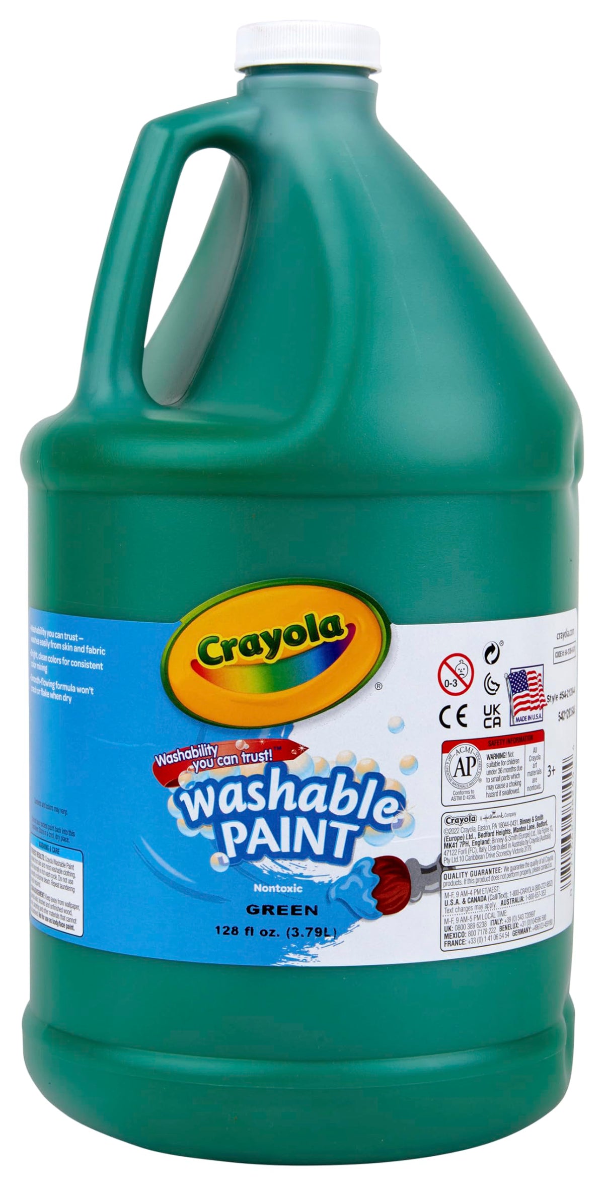 Crayola Washable Paint for Kids - Green (1 Gallon), Kids Arts and Crafts Supplies, Non Toxic, Bulk