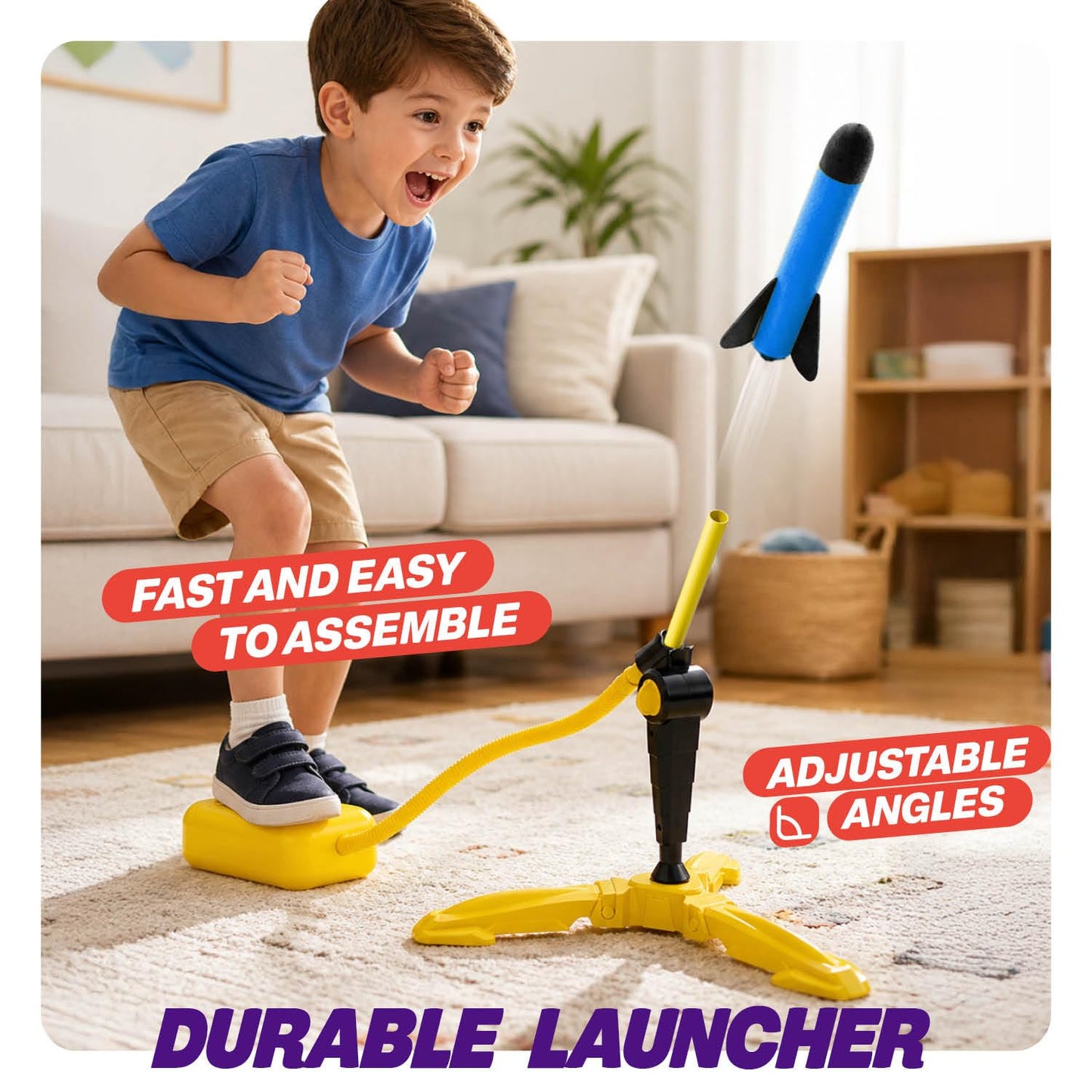 Rocket Launcher for Kids - Outdoor Toys for Kids Ages 4-8 Years - 3 4 5 6 7 Year Old Boy Birthday Gift - Rockets Kids Toys for Boys & Girls - 3 Year
