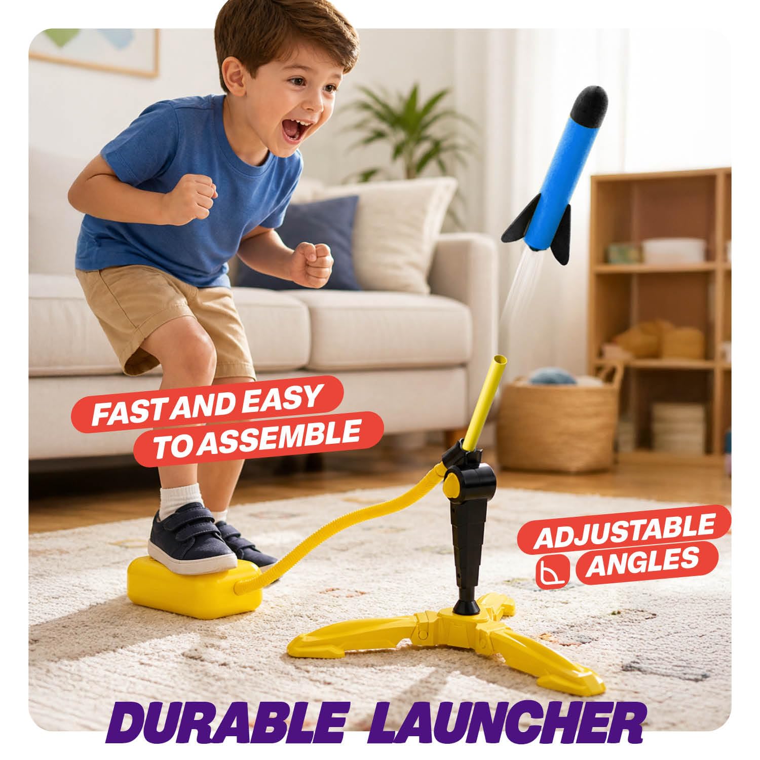 Rocket Launcher for Kids - Outdoor Toys for Kids Ages 4-8 Years - 3 4 5 6 7 Year Old Boy Birthday Gift - Rockets Kids Toys for Boys & Girls - 3 Year