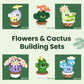 HIGH GODO Flowers & Cactus Party Favors Building Sets, 6 Pack Succulents Tiny Plants Bonsai Décor Model Kits, Goodie Bag Stuffers, Prize Box Toys