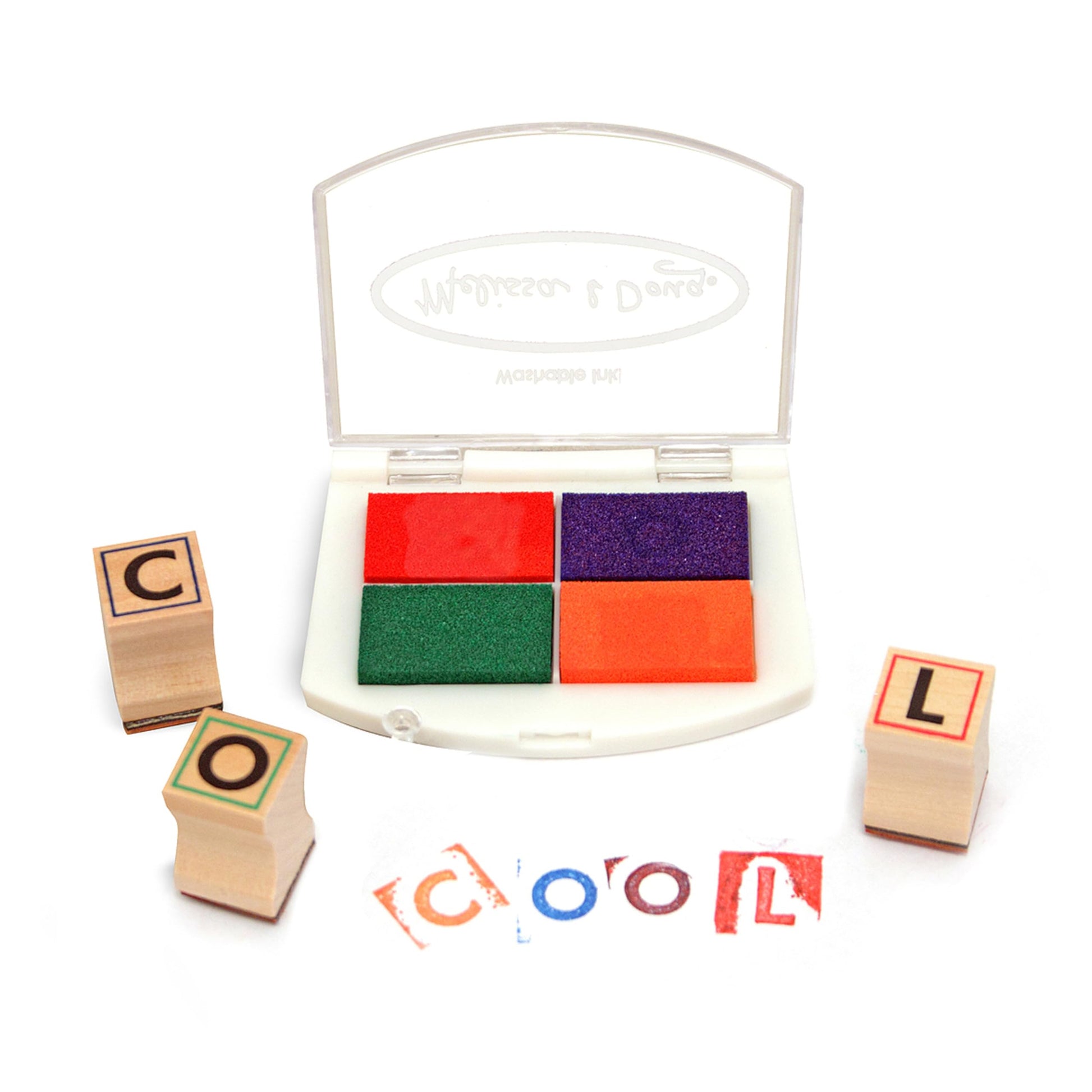 Melissa & Doug Wooden Alphabet Stamp Set - 56 Stamps with Lower-Case and Capital Letters Preschool Writing Toys, ABC Stamps, Kids Arts & Crafts,