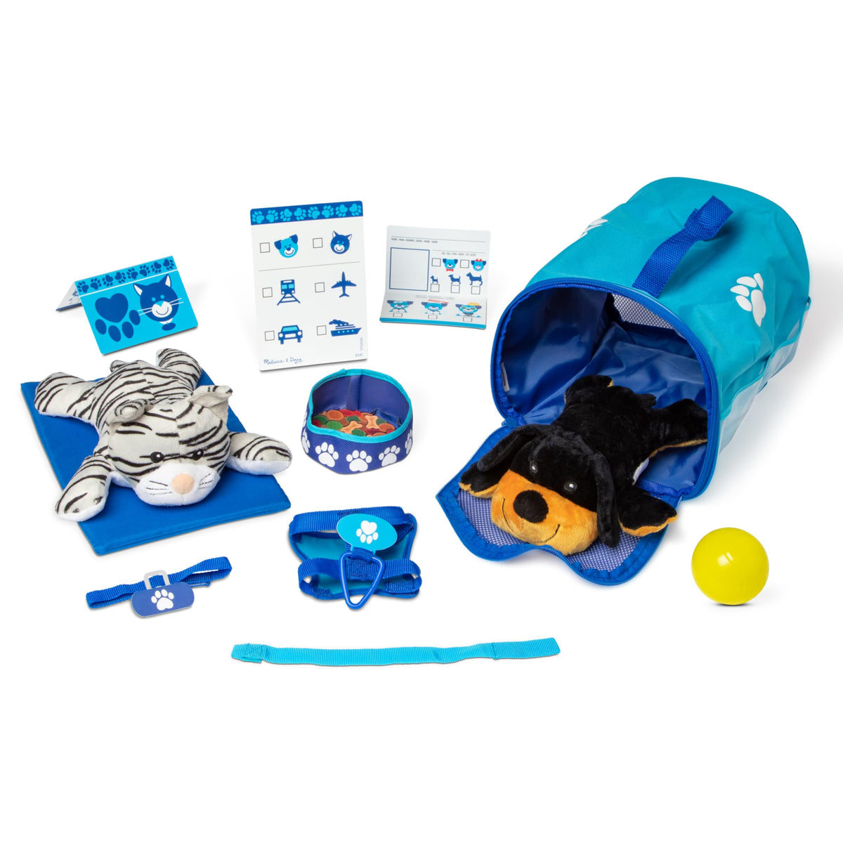 Melissa & Doug Tote & Tour Pet Travel Play Set with 2 Plush Stuffed Animals (15 pcs)