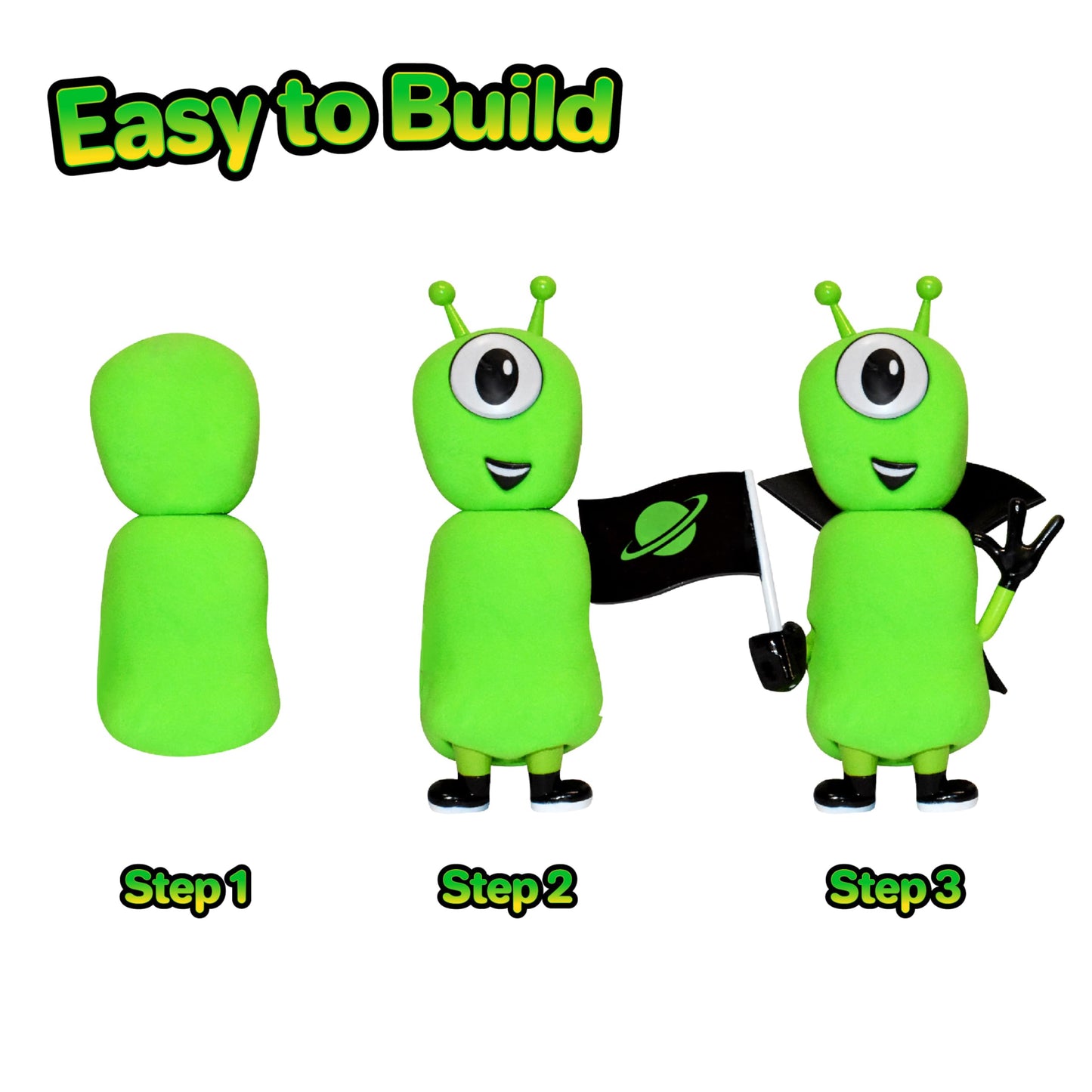 Build Buddiez DIY Aliens Craft Kit - 3 Pack | Build, Decorate & Display Air-Dry Clay Alien | Creative Arts & Crafts Activity for Kids Ages 5+ | Great
